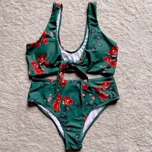 Zaful Green Knotted High Waisted Bikini Set